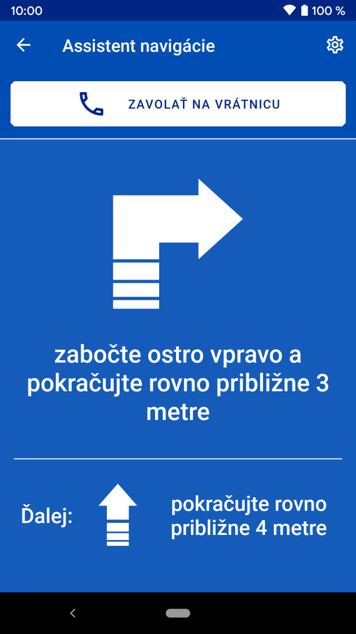 InforM8 - sprievodca: Asistent navigácie - zabočte ostro vpravo a pokračujte rovno približne 3 metre